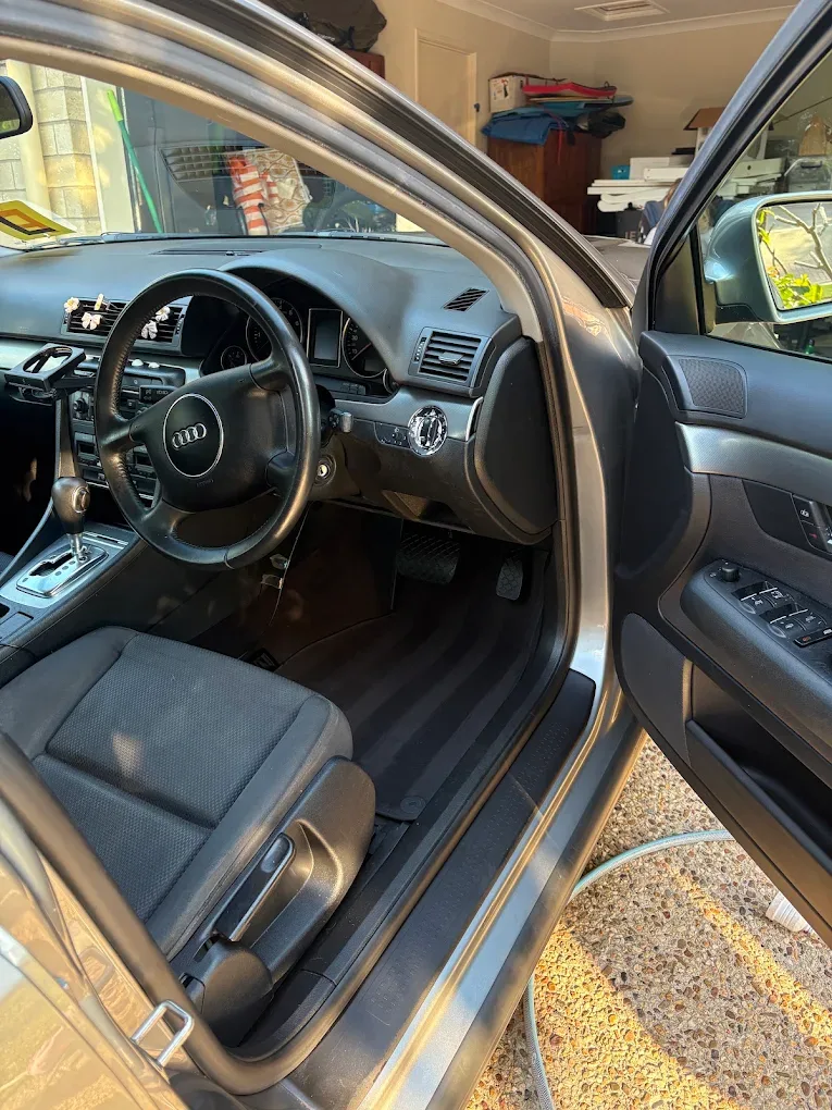 Audi interior after vacuum and wipe down